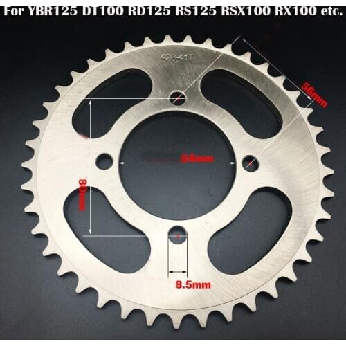For Yamaha YBR125 DT100 RD125 RS125 RSX100 RX100 Z125 Motorcycle parts YBR 125 sprockets rear sprocket 41 43 teeth Improve speed