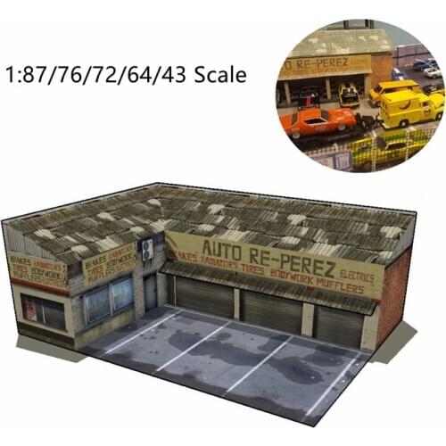 1:87/76/72/64/43 Scale Handmade Perez Cars Service Station Model Train Shop Sand Table Model