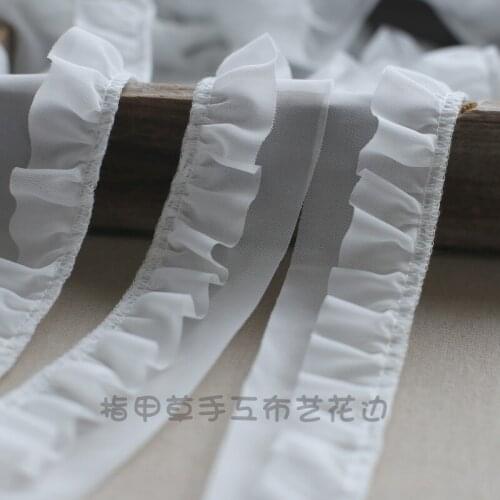 1M 5CM Wide White Pleated Chiffon Garment Lace Trim Ribbons Fabric for Wedding Party Home Decor DIY Sewing Materials Decoration