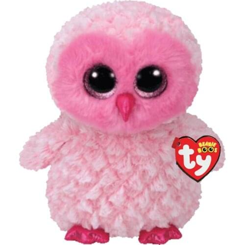 15 CM New Ty Beanie Boos Pink owl Series Soft Appease Sleeping Animal Plush Toy Stuffed Doll Birthday Presents for Children Kids