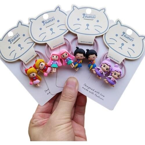 2PCS Cute Multicolor Princess Headwear Kids Elastic Hair Bands Cartoon Children Hair Tie Ropes Girls Accessories Baby Headdress