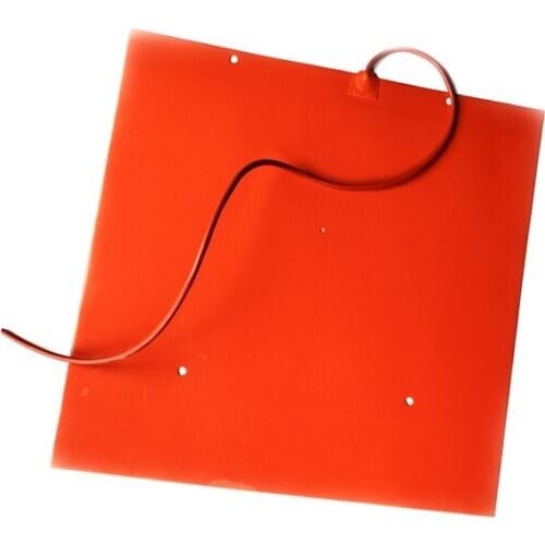 240v 1450w 600*600*1.5mm Silicone heater for 3d printer adhesive 1 side 5 holes on pad 1000mm lead wire