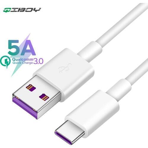 5A Supercharge USB Type C Cable for Huawei P20 Lite P30 Pro Quick Charging Fast Charger USB C Cable for Samsung S10 S9 USBC Wire
