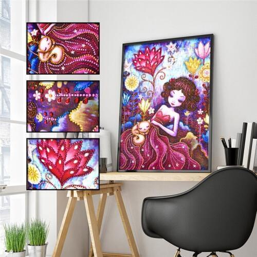 5DDIY Diamond Painting Shaped Crystal Diamond Flower Little Princess Diamond Embroidery Sticker Mosaic Home Decoration