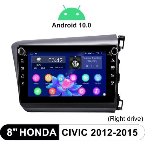 8 Inch Android 10.0 Car Navigation System Head Unit Reverse Camera Bluetooth5.1 Fast Boot For Honda Civic 2012-2015(Right Drive