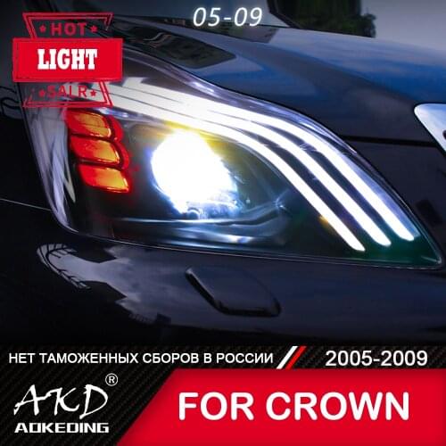 For Car TOYOTA CROWN 2005-2009 Head Lamp Car Accessory Fog Lights Day Running Light DRL H7 LED Bi Xenon Bulb CROWN Headlights