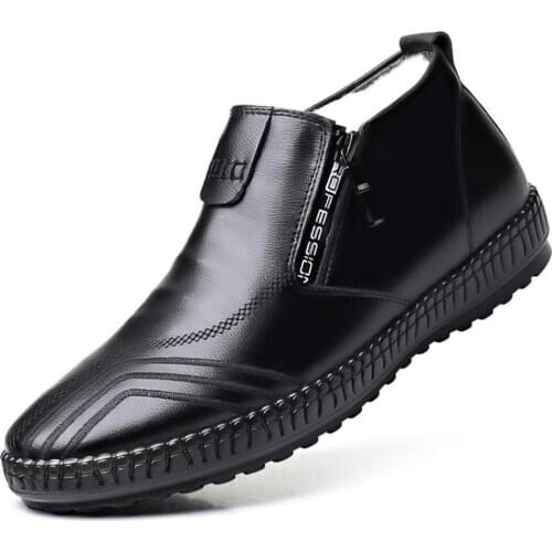 Winter Genuine Leather Waterproof Men Snow Boots Soft Bottom Wool Casual Leather Shoe Handmade Hombre Warm Ankle Cotton Boot