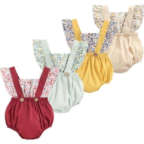 LILIGIRL Baby Girls Floral Rompers Summer Sleeveless Baby Clothes Cute Toddler Girls Clothing