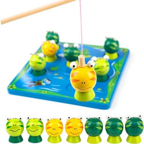 ChildrenS Early Education Puzzle Fishing Wooden Toy Set Fishing Frog Baby Gift