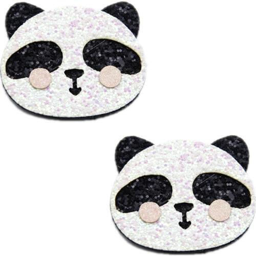 David angie 55x47mm Cat Tiger Panda Glitter Non-woven Patch DIY Applique Clothing Materials Bag Shoes Decoration,5Yc6352