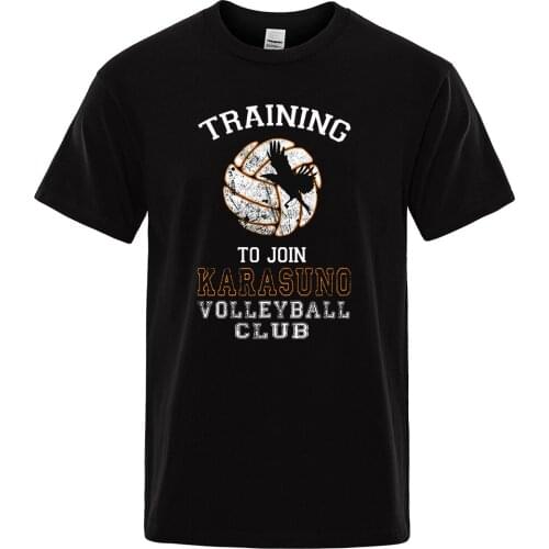 Training to join Karasuno Volleyball Club Mens T Shirt Loose Men T-Shirt 2019 Summer Brand Cool Short Sleeve Tops Male Tee Shirt