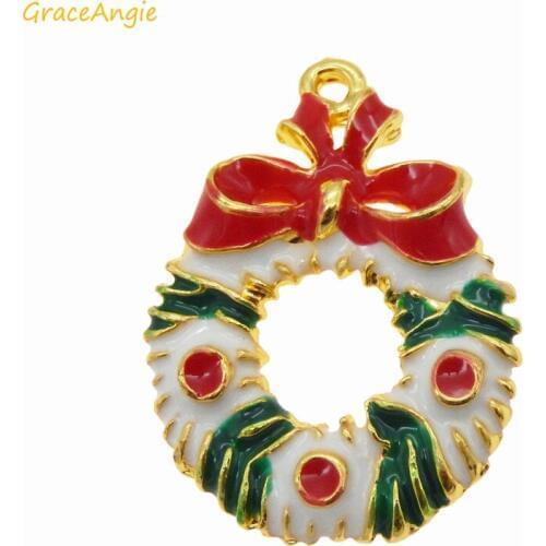 GraceAngie 10pcs/pack Drip Gold/ Cute Romantic Butterfly Circle Christmas Decorations Wedding Theme Party Pendant Jewelry