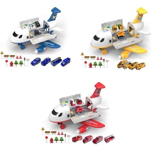 Music Light Simulation Inertia Childrens Airplane Toy with Mini Truck