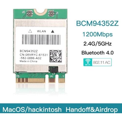 Kebidu Dual band Wireless BCM94352Z Mini WIFI Card NGFF M.2 1200Mbps Bluetooth4.0 NGFF 802.11ac Wlan Adapter for Windows