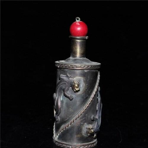 China old Beijing old goods Seiko pure copper gecko snuff bottle