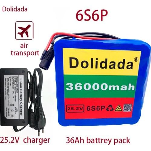 6S6P 24V 36Ah 25.2V lithium battery pack batteries for electric motor bicycle ebike scooter wheelchair cropper with BMS+ charger