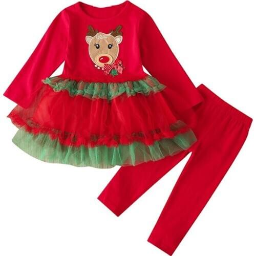 Christmas Newborn kids dress skirt pants suit Baby Girls clothes 2pcs Outfits long sleeve children clothing sets