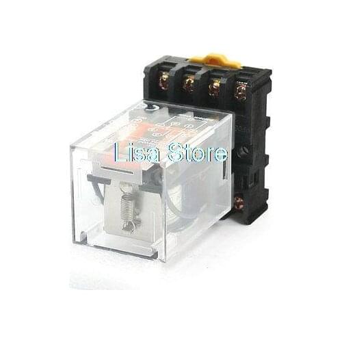MK2P-I Clear Plastic Shell DPDT DC24V Coil Electromagnetic Power Relay w Socket