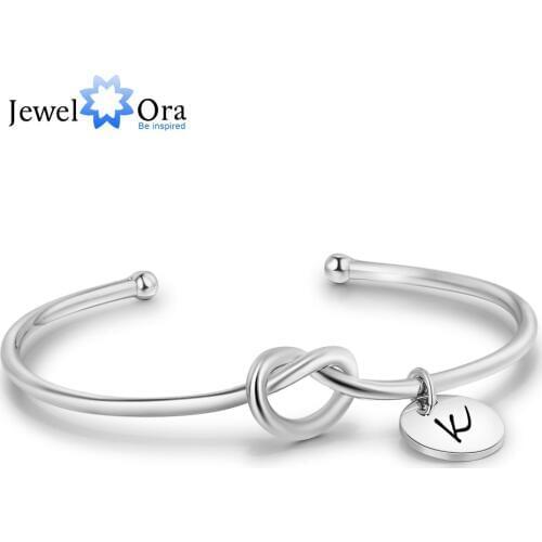 Personalized ID Bangles Tie Design Customize Engrave Name 2 Colors Fashion Bracelets & Bangles For Women (JewelOra BA102096)