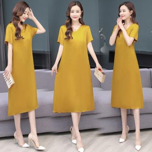 2021 New Style Women Summer Dresses V-neck Cotton Plus Size Vestidos Robe Femme Casual Short Solid A-line Vintage Dress