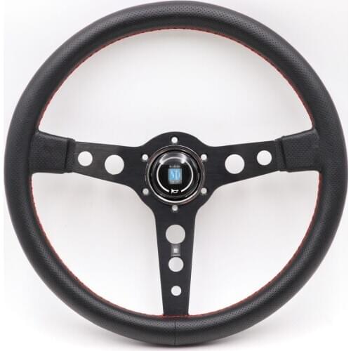 New ND 14inch Black Lightweight Genuine Leather Steering Wheel Drift Sport Steering Wheels