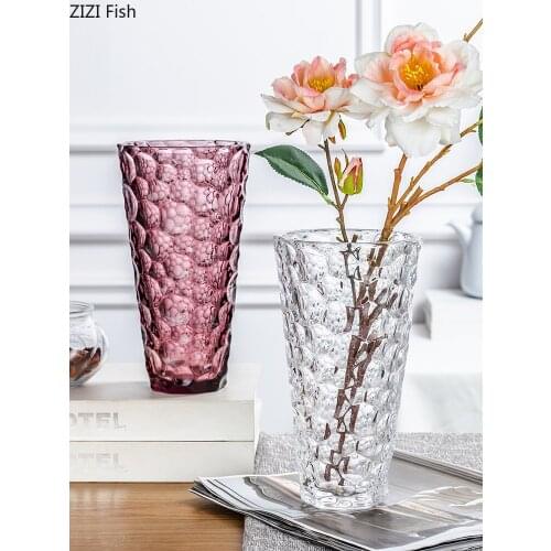 Creative Cylindrical Glass Vase Frosted Flower Arrangement Hydroponic Wave Point Vases Table Decoration Modern Home Decoration