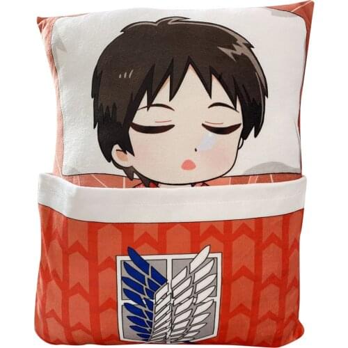 Anime Attack On Titan Plush Pillow Toys AOT Shingeki No Kyojin Levi Eren Yeager Stuffed Cushion Doll Gifts 33*24cm