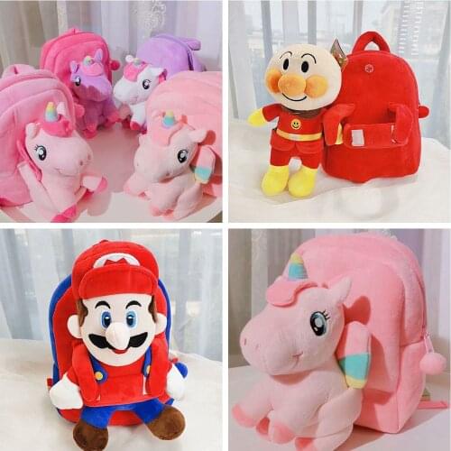 25cm Cartoon Little Cat Rabbit Unicorn Bear Horse Plush Backpack Cute Students Shoulder Bag Satchel Girl Toy Gift Of Baby