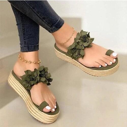 Women Casual Daily Flower Slip On Platform Sandals 2020 Summer Cute Ladies Beach Dress Flat Shoes Dropshipping Female Snadals