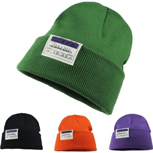 2021 beanie Winter Knitted Hat Wool Women‘s Hat Colors Embroidery label Cap For Men Kpop Popular use of personality