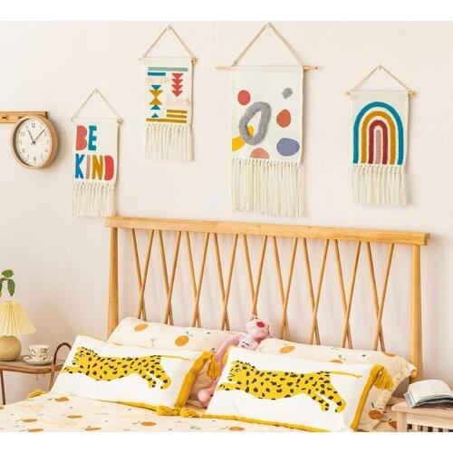 Nordic Embroidered Tapestry Wall Hanging Fabrics Blanket Rug Rainbow Bohemian Wall Tapestries Home Living Room Wall Decoration