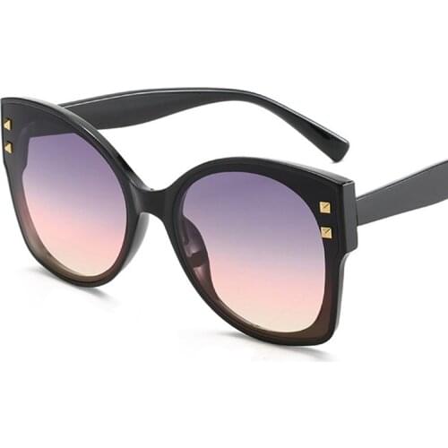 New Brand Cat Eye Square Sunglasses Women Oversized Sun Glasses for Female Summer Traveling Eyewear Retro Black Men Shades UV400