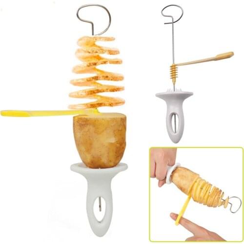 DIY Potato Spiral Cutter Rotate Potato Slicer Chips Tower Manual Twisted Potato Cutter Vegetable Spiralizer Kitchen Gadgets