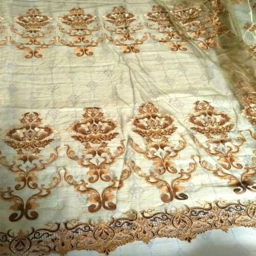 Half curtain tulle Golden luxury Jacquard Romantic yarn net sheer curtain tull Voile organza curtains tulle net gold curtains