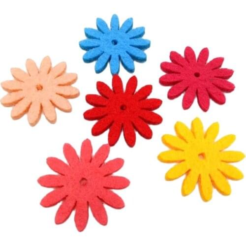 100pcs/lot Mixed Color Flower shapes felt patch applique Felt scrapbooking sticker DIY Felt Pads