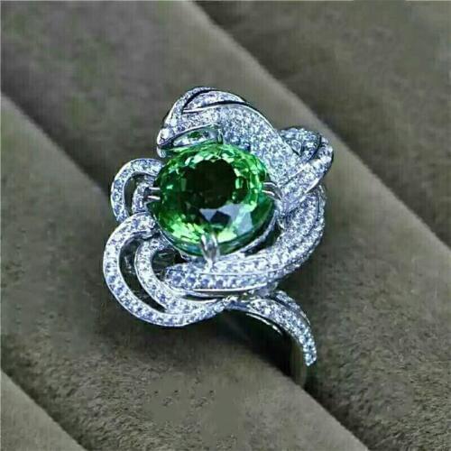 High Quality New Style Silver Color Soul Broken Blue Bridge Ring European and American Snake Wedding Ring Popular Zircon Rings