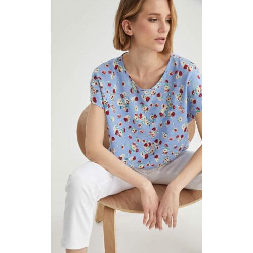 DeFacto Spring Woman Blouses & Shirts Regular Fit Short Sleeve Blouse Woven Top Casual Female Fashion New-N5527AZ20SP