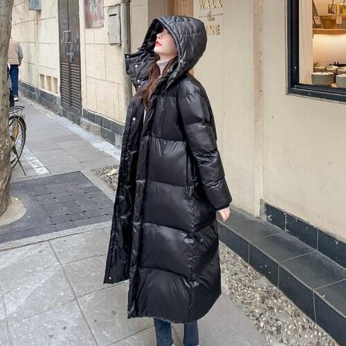 Winter Women X-Long Parkas Jacket Casual Black Hooded Thick Warm Windproof Parkas Coat 2021 Fashion Female outwear parkas