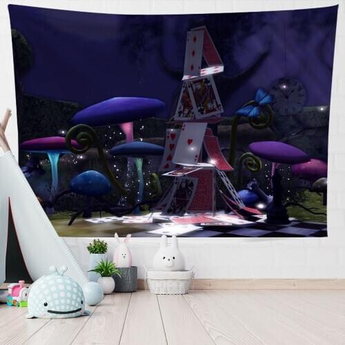 Aesthetic Anime Tapestry Wall Hanging Thin Castle Printed Cartoon Wall Tapestry Home Bedroom Decor 0.75*1/1.3*1.5/1.5*2m 1pc
