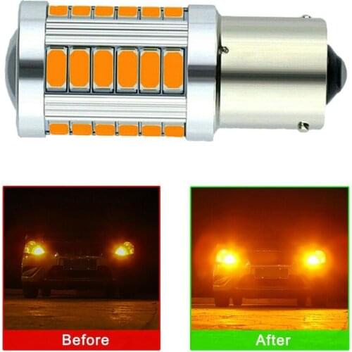 2PCS Auto Front Turn Signals Light 1156PY 7507 PY21W BAU15S 33 SMD 5630 5730 LED Car Rear Direction Indicator Lamp