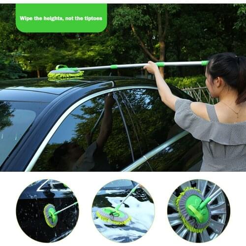 2pcs Car Wash Mop Brush Aluminum Alloy with Extendable Handle Super Absorbent for Window Squeegee Wiper Washing Tool 47-113 Cm