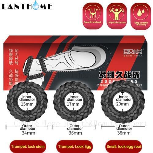 3pcs Silicone Bondage Erection Penis Ring Ball Stretcher Restraint Male Chastity Delay Ejaculation Sex Toy Male Chastity