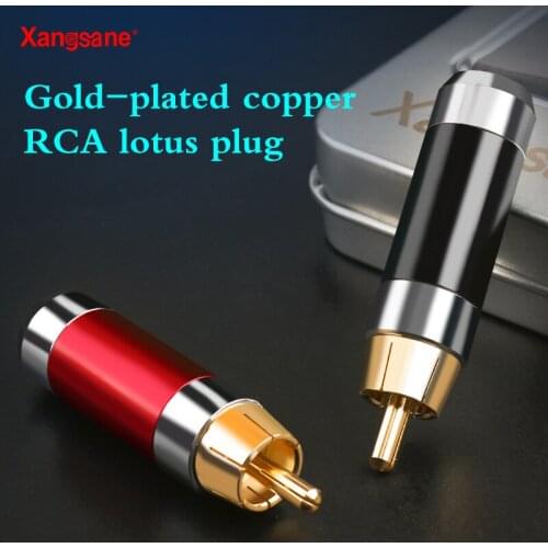 Xangsane 4pcs pure copper gold-plated RCA lotus plug hifi audio DVD amplifier plum blossom signal cable plug DIY accessories