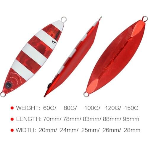 5PCS Deep sea Fishing Glow Stripe Zebra Jigging Slow sinking Jig Hook Lure Jigbait spoon baits 60/80/100/120/150g