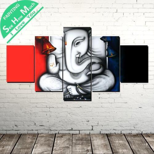 5 Piece Elephant Buddha Canvas Painting Wall Art Picture for Living Room Art Poster Decoration Picture Modern Print Painting
