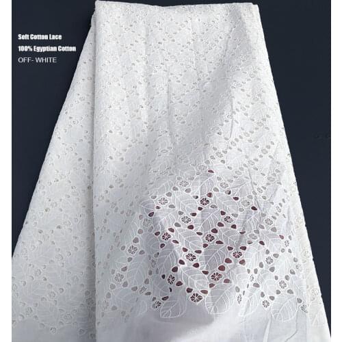 5 yards off white 100% Egyptian Cotton Lace Soft African Swiss Fabric Nigerian Dubai Baby Lace for Ladies and Gentlemen Wear