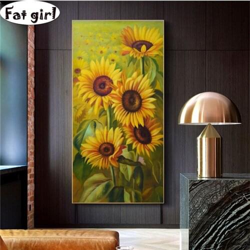 5d diamond painting sunflower wall art pictures embroidery big size mosaic for living room quadro decoration canvas painting