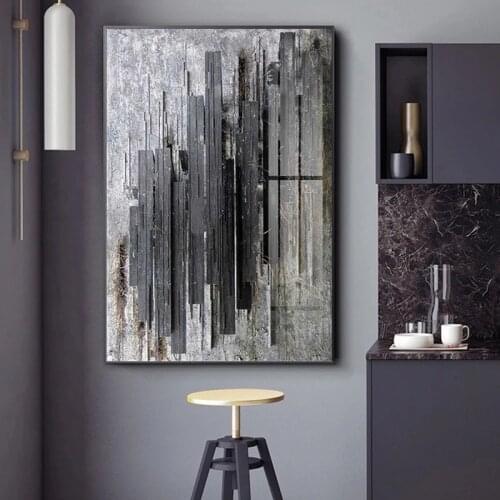 Hand-Painted Abstract Paintings on Canvas Large Wall Art Modern Minimalist Textured Painting Black Wall Art Pictures Home Decor