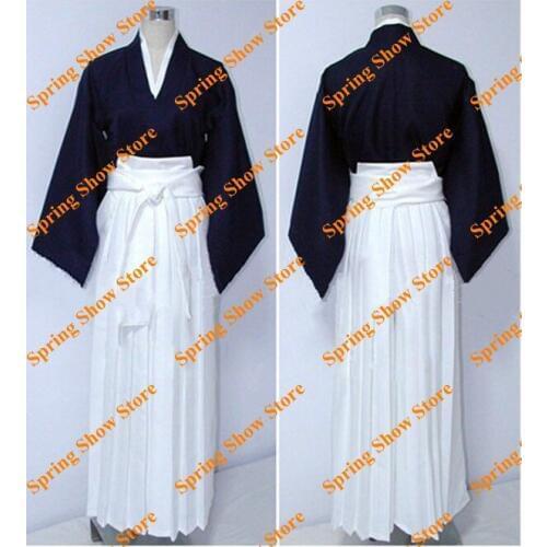 Free Shipping Rurouni Kenshin Himura Kenshin Custom Made Blue Kimono Uniform Animation Cosplay Costume
