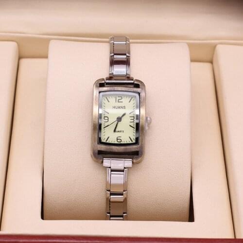 Hapiship 2021 Fashion Men Womens Stainless Steel Retro Simple Bronze Watch Bracelet Bangle For Friend Wife Birthday Gift G023